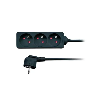 Produktbild von Solight Verlängerungskabel, 3 Steckdosen, schwarz, 3m