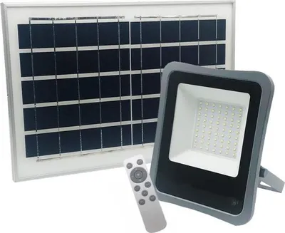Produktbild von Solar LED-Flutlicht 20W IP65 Dimmbar (inkl. Solarpanel + Fernbedienung) - Kaltweiß 6000K - 8000K