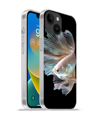 Produktbild von MuchoWow® Handyhülle Schutzhülle Hülle für Apple iPhone 14 - Softcase Fisch - Schwanz - Schwarz Silikon Softcase Handy Hülle - Mobiltelefonhülle