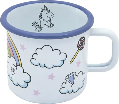 Obrázek produktu pro Hrnček 0,37 l, smaltovaný, s motivem jednorožce, Metalac, 8 cm