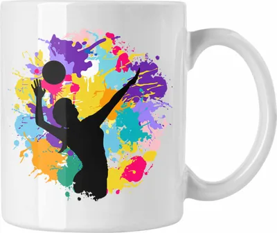 Produktbild von Trendation - Volleyball Geschenk Tasse Grafik Coach Herren Mädchen Kaffee Zubehör Volleyball-Spieler Spielerin (Weiß)