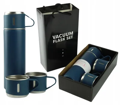 Produktbild von Edelstahl-Thermoskanne Set mit 3 Bechern 500 ml