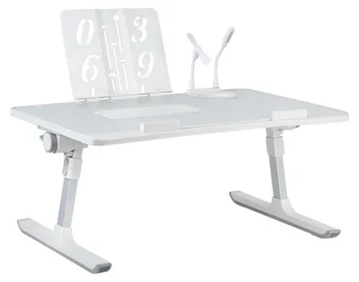 Obrázok produktu pre Príborný stolík na notebook, s nastaviteľnou výškou, skladací, s možnosťou naklopenia, s ventilátorom, USB portami, zásuvkou, sivý, 60 x 40 x 26-39 cm