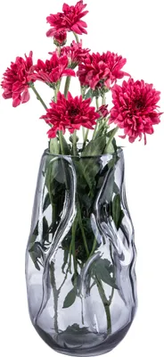 Produktbild von QUVIO Vase verbeult - Vase - Vasen - Blumenvase - Glasvase - Hohe Vase - Vase grau - Größe L - Glas - Grau