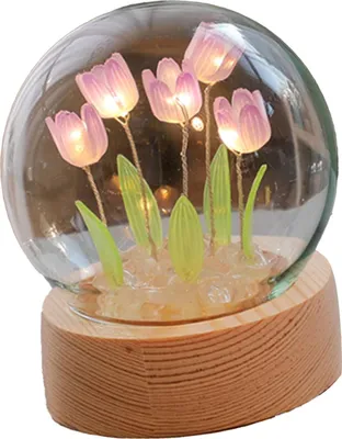 Obrázek produktu pro Květinové noční světlo Tulipánová noční lampa Domácí dekorace Noční světlo Noční světlo pro kancelář Ložnice Fialová