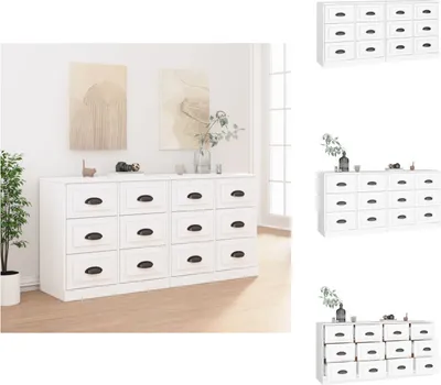 Zdjęcie produktu dla vidaXL Kredensy 2 szt. Biały materiał drewnopochodny - Kredensy