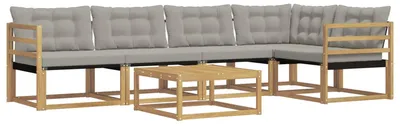 Produktbild von vidaXL Outdoor-Sofagarnitur 6 stk. Weiß und Hellgrau