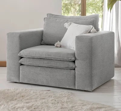 Produktbild von Sessel "Pesaro" in hellgrau Cord Loungesessel, 110 cm