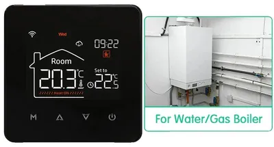 Immagine prodotto di Termostato intelligente, controllo tramite Wi-Fi, attivazione vocale, compatibile con caldaie a gas e acqua