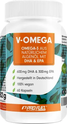 Produktbild von ProFuel V-Omega, Omega-3, EPA & DHA Algenöl-Kapseln, 60 Kapseln Dose