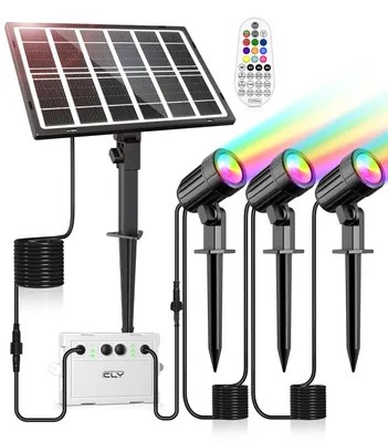 RGB Solar-Flutlicht 3er-Set, IP66, 10 Farben, Fernbedienung
