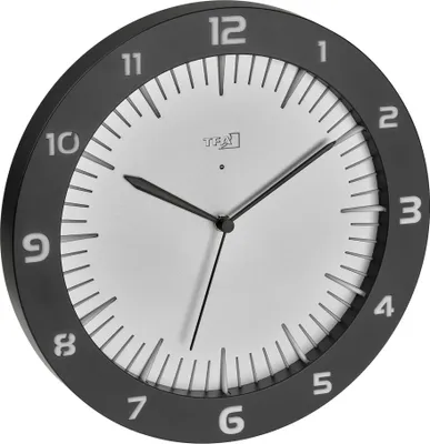 Produktbild von TFA-Dostmann 60.3553.10, Wand, Analoge Uhr, Rund, Grau, Kunststoff, Akku, USB