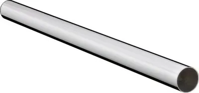 A single, straight, metallic pipe with a silver finish, presented against a plain white background.