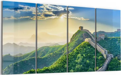Produktbild von DEQORI Glasbild Echtglas 4x30x60 cm 'Die Chinesische Mauer' Wandbilder XXL groß