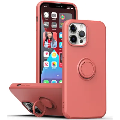 Obrázek produktu pro iPhone 13 Pro Max Pouzdro, s prstencovým držákem a stojánkem, odolné proti poškrábání, měkký silikon pouzdro pro iPhone 13 Pro Max Bordó