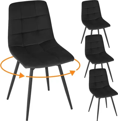 Produktbild von EUGAD Esszimmerstühle drehbar 4er Set, Wohnzimmerstuhl, für Esszimmer Küche Wohnzimmer, Schwarz