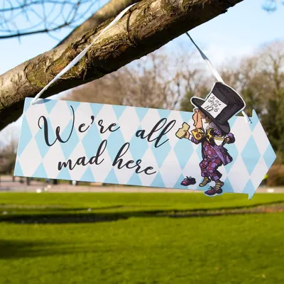 Productafbeelding van Pack van 12 Alice in Wonderland decoraties pijltekens - Blauw