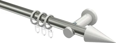 Produktbild von Interdeco Gardinenstange / Vorhangstange Edelstahl-Optik / Weiß, Typ Platon Savio (Kegel), 20 mm Ø 1-läufig, 400 cm