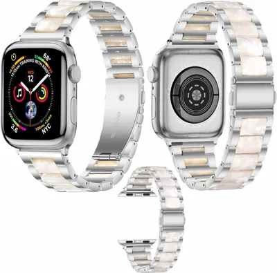 Obrázek produktu pro Pro Apple Watch Series 9 8 7 41 / 6 SE 5 4 40 / 3 2 1 38mm kovový / pryskyřicový náramek Smart Watch