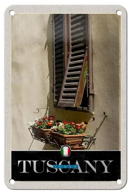 Produktbild von Blechschild Reise 12x18cm Toskana Italien Fenster Blumen Schild