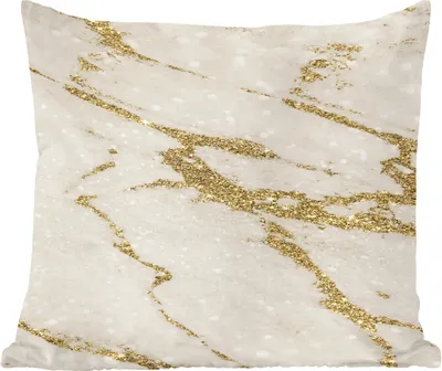 Produktbild von MuchoWow® Zierkissen Sofakissen Wohnzimmer Dekokissen 40x40 cm Marmor - Beige - Gold - Foto Kissen - Schlafzimmer Dekoration
