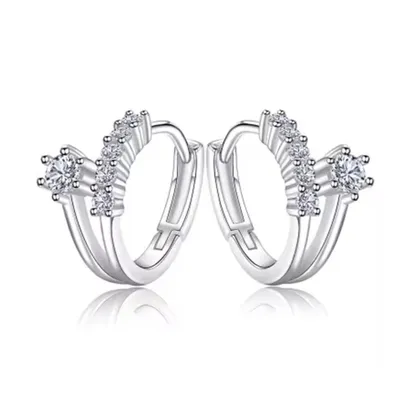 Produktbild von Paar Creolen Ohrschmuck Damenohrringe Zirkonia Creole Ohrcreolen Glitzerstein (GESCHENKIDEE, Sterling Silber 925), inklusive Geschenkschachtel