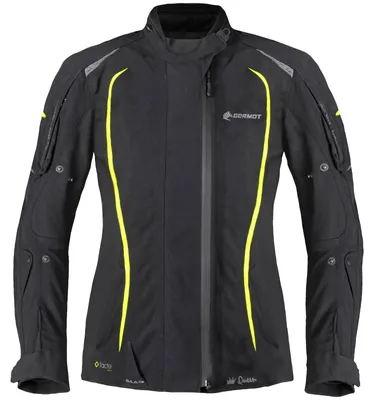 Immagine prodotto di Germot MotoQueen giacca impermeabile da donna in tessuto da moto, nero/neon, 44