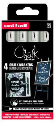 Image de uni-ball PWE5M/4 PF BL uni-ball marqueur craie Chalk marker PWE5M/4 PF, étui de 4 pièces