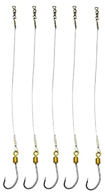 Imagen del producto de Juego de 5 anzuelos de acero inoxidable para pesca, con alambre