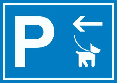Produktbild von Hundeparkplatz Aufkleber mit Richtungspfeil links waagerecht A4 (210x297mm)