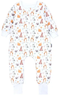 Produktbild von TupTam Baby Schlafsack mit Füßen und Ärmel e Materialien Winterschlafsack, Farbe: SHU01 Wald Tiere Eule Reh Igel Fuchs Beige Braun , Größe: 104-110