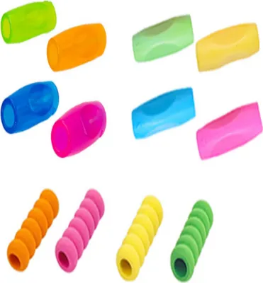 Produktbild von 12 Kinder-Buntstiftgriffe, Bleistiftgriffe, Kinder-Bleistiftgriffe, drei Stile – Silikon, Schaumstoff-Stiftgriffe, Schreibwerkzeuge, Schreibhilfen, Schreibstift-Trainingsgriffe