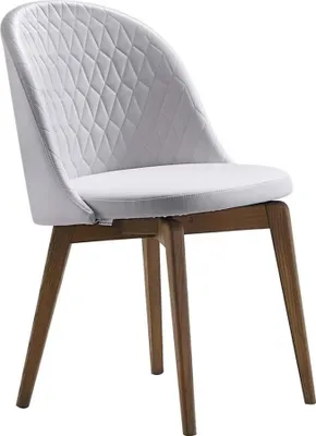 Produktbild von Stilvoller Weißer Lederstuhl Moderne Esszimmer Sitzstühle Holzfüße