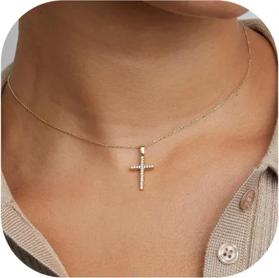 Zdjęcie produktu dla TINGN Cross Chain Pozłacany naszyjnik damski Warstwowy choker Biżuteria modowa