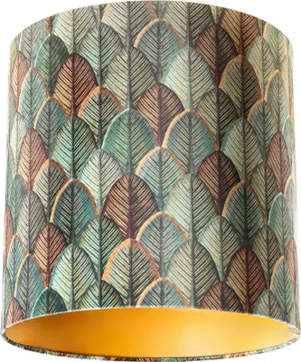 Produktbild von Samtlampenschirm mit Blattdesign und goldener Innenseite 40/40/40