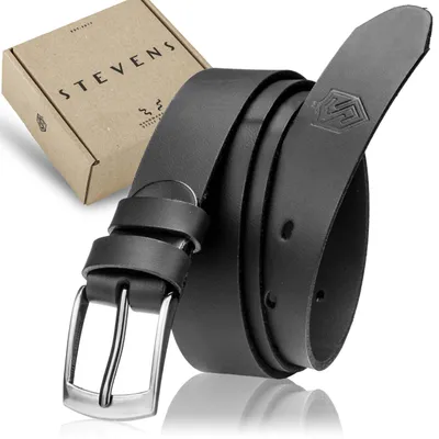 Obrázek produktu pro Kožený opasek STEVENS přírodní kůže černý 2,8–3 cm 125 cm