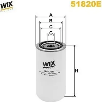 Obrázek produktu pro Olejový filtr WIX FILTERS 51820E, závitový filtr pro vozidla VW L 80, VOLVO A-Series a STEYR 691-Serie