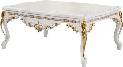 Produktbild von Casa Padrino Luxus Barock Couchtisch Weiß / Braun / Gold - Prunkvoller Wohnzimmertisch im Barockstil - Barockstil Wohnzimmer Möbel - Barock Möbel - Barock Einrichtung - Luxus Möbel im Barockstil