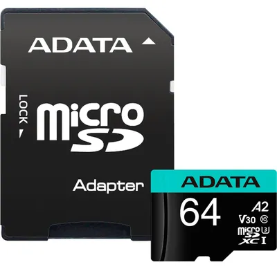 Zdjęcie produktu dla ADATA Premier Pro, 64 GB, MicroSDXC, Klasa 10, UHS-I, 100 MB/s, 80 MB/s