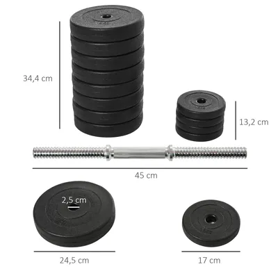 Obrázek produktu pro Sada činek HOMCO, 2 krátké činky, sada krátkých činek o hmotnosti 50 kg pro silový trénink a fitness