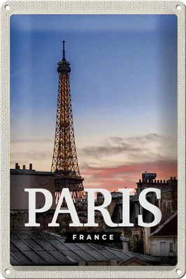 Produktbild von Blechschild Reise 20x30cm Paris France Sonnenuntergang