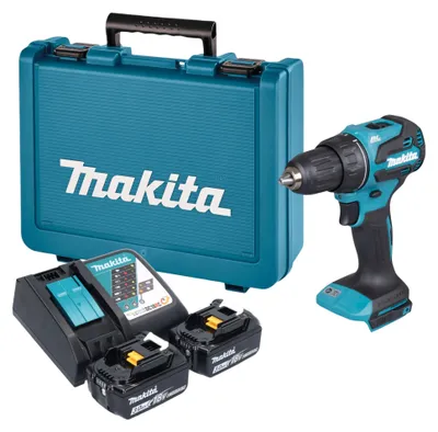 Image de Perceuse-visseuse sans fil Makita DDF 490 RFE 18 V 65 Nm sans balais + 2 batteries 3,0 Ah + chargeur + mallette