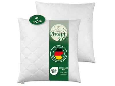 Productafbeelding van Premium steunkussens, set van 2, 80x80 cm | DREAMSTAR microvezel hoofdkussens | geschikt voor mensen met allergieën, zacht en gemakkelijk te onderhouden