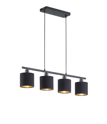 Image de Lustre TOMMY noir et or, 4 x E14 x 28 W, métal, dimensions : 150 x 75 x 12 cm, IP20, RL