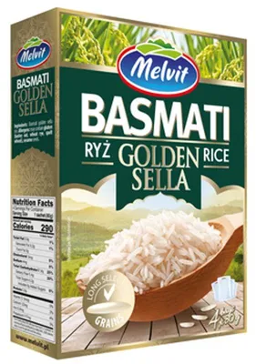Zdjęcie produktu dla Melvit Ryż Basmati Golden Sella 4 x 80 g