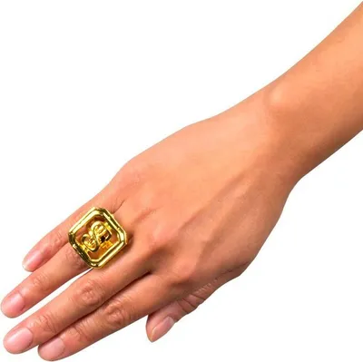 Produktbild von Goldener Dollar Ring | Schmuck Rapper Hippie Kostüm