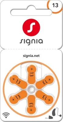 Produktbild von Signia Gr. 13 Hörgerätebatterien Orange 6er Blister PR48 24606 Sig13 p13mf