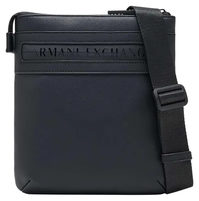 Produktbild von Armani Exchange A|X Men's Angel, tonal logo, front zip, Black, Flat crossbody An