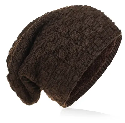 Produktbild von Strick Beanie Flecht Muster Braun L