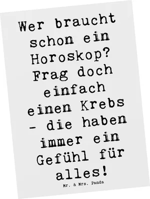 Produktbild von Mr. & Mrs. Panda Postkarte Spruch Krebs Gefühl - Weiß - Geschenk, bildkarte, Intuition, Tierkreiszeichen, Geschenke Astrologie, Sternzeichen, einzelkarte, Horoskop